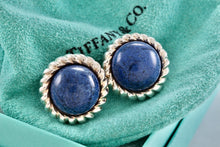 Load image into Gallery viewer, Tiffany &amp; Co. Silver Lapis Lazuli Twist Rope Round Clip-on Earrings
