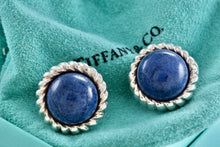 Load image into Gallery viewer, Tiffany &amp; Co. Silver Lapis Lazuli Twist Rope Round Clip-on Earrings
