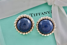 Load image into Gallery viewer, Tiffany &amp; Co. Silver Lapis Lazuli Twist Rope Round Clip-on Earrings
