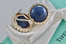 Load image into Gallery viewer, Tiffany &amp; Co. Silver Lapis Lazuli Twist Rope Round Clip-on Earrings
