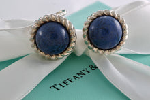 Load image into Gallery viewer, Tiffany &amp; Co. Silver Lapis Lazuli Twist Rope Round Clip-on Earrings
