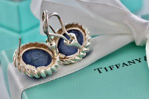 Tiffany & Co. Silver Lapis Lazuli Twist Rope Round Clip-on Earrings