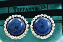 Load image into Gallery viewer, Tiffany &amp; Co. Silver Lapis Lazuli Twist Rope Round Clip-on Earrings
