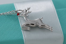 Load image into Gallery viewer, Tiffany &amp; Co. Silver Red Enamel Reindeer Pendant 16&quot; Necklace
