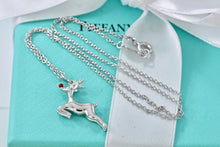 Load image into Gallery viewer, Tiffany &amp; Co. Silver Red Enamel Reindeer Pendant 16&quot; Necklace
