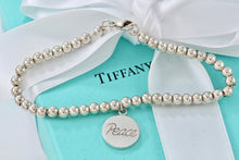 Load image into Gallery viewer, Tiffany &amp; co. Paloma Picasso Silver Grafitti &quot;PEACE&quot; Circle Disc Bead Bracelet
