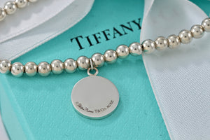 Tiffany & co. Paloma Picasso Silver Grafitti "PEACE" Circle Disc Bead Bracelet