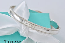 Load image into Gallery viewer, Tiffany &amp; Co. Silver Yours &quot;I Love You&quot; Beaded Edge Bangle
