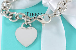 Tiffany & Co. Silver Plain Heart Charm 7.75" Bracelet