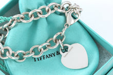 Load image into Gallery viewer, Tiffany &amp; Co. Silver Plain Heart Charm 7.75&quot; Bracelet
