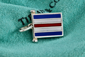 Tiffany & Co. Red, White & Blue Enamel Nautical Flag Silver Pendant