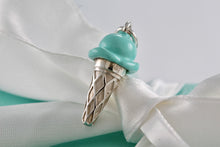 Load image into Gallery viewer, Tiffany &amp; Co. Silver Blue Enamel Ice Cream Charm Pendant
