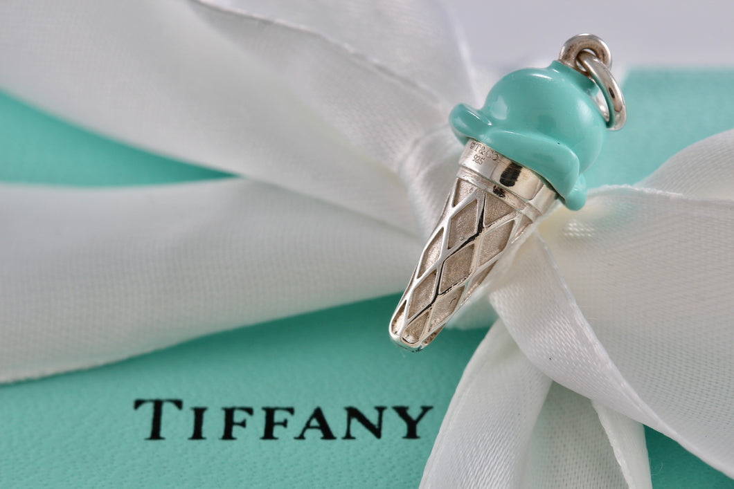 Tiffany & Co. Silver Blue Enamel Ice Cream Charm Pendant