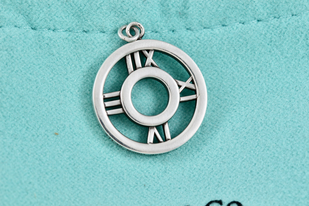 Tiffany & Co. Atlas Roman Numerals Round Circle Charm Pendant