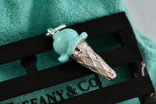 Load image into Gallery viewer, Tiffany &amp; Co. Silver Blue Enamel Ice Cream Charm Pendant
