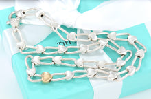 Load image into Gallery viewer, Tiffany &amp; Co 18K Gold &amp; Silver Heart Padlock Links Necklace
