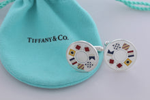 Load image into Gallery viewer, Tiffany &amp; Co. Mens Silver Round Nautical Flag Enamel Cufflinks
