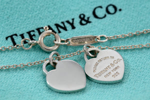 Return To Tiffany & Co. Silver Mini Double Heart Charm 16" Necklace