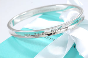 Tiffany & Co. 1837 Silver Narrow Oval Bangle Bracelet