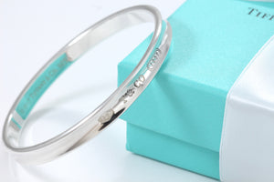 Tiffany & Co. 1837 Silver Narrow Oval Bangle Bracelet