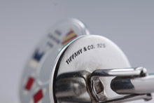 Load image into Gallery viewer, Tiffany &amp; Co. Mens Silver Round Nautical Flag Enamel Cufflinks
