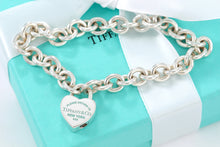 Load image into Gallery viewer, Return To Tiffany &amp; Co. Silver Blue Enamel Lettering Heart Padlock Bracelet
