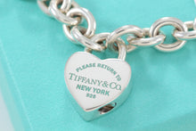 Load image into Gallery viewer, Return To Tiffany &amp; Co. Silver Blue Enamel Lettering Heart Padlock Bracelet
