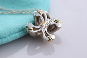 Tiffany & Co. Gold Rope Silver Signature ''X'' Pendant Necklace