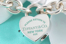 Load image into Gallery viewer, Return To Tiffany &amp; Co. Silver Blue Enamel Lettering Heart Padlock Bracelet
