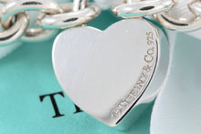 Load image into Gallery viewer, Return To Tiffany &amp; Co. Silver Blue Enamel Lettering Heart Padlock Bracelet
