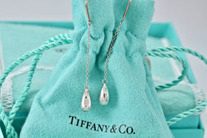 Tiffany & Co. Elsa Peretti Sterling Silver  2" Dangle Teardrop Hook Earrings