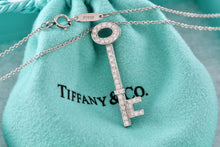 Load image into Gallery viewer, Tiffany &amp; Co. Platinum Diamond Oval 1.25&quot; Key Pendant 22&quot; Necklace
