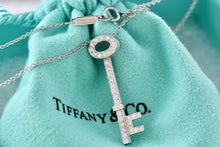 Load image into Gallery viewer, Tiffany &amp; Co. Platinum Diamond Oval 1.25&quot; Key Pendant 22&quot; Necklace
