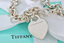Load image into Gallery viewer, Tiffany &amp; Co. Silver &quot;MOM&quot; inscribed Heart &amp; Mini Key Charm Bracelet
