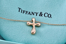 Load image into Gallery viewer, Tiffany &amp; Co. Elsa Peretti 18Kt. Gold Diamond Bubble Cross 16&quot; Necklace
