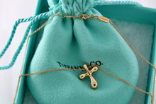 Load image into Gallery viewer, Tiffany &amp; Co. Elsa Peretti 18Kt. Gold Diamond Bubble Cross 16&quot; Necklace
