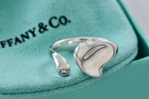 Tiffany & Co. Elsa Peretti Silver Diamond Full Heart Ring