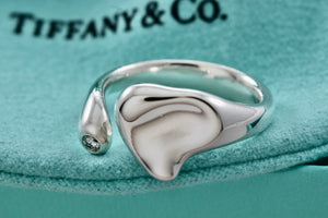 Tiffany & Co. Elsa Peretti Silver Diamond Full Heart Ring