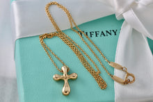 Load image into Gallery viewer, Tiffany &amp; Co. Elsa Peretti 18Kt. Gold Diamond Bubble Cross 16&quot; Necklace
