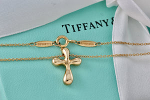 Tiffany & Co. Elsa Peretti 18Kt. Gold Diamond Bubble Cross 16" Necklace