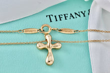 Load image into Gallery viewer, Tiffany &amp; Co. Elsa Peretti 18Kt. Gold Diamond Bubble Cross 16&quot; Necklace
