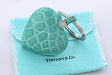 Load image into Gallery viewer, Tiffany &amp; Co. Leather Crocodile Texture Puffy Heart Keychain
