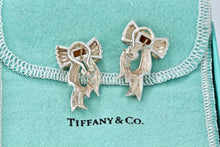 Load image into Gallery viewer, Tiffany &amp; Co. 14K Gold &amp; Silver Large Wavy Bow Ribbon Gold Silver Earrings Vintage
