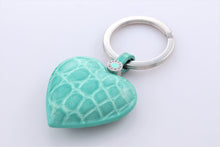 Load image into Gallery viewer, Tiffany &amp; Co. Leather Crocodile Texture Puffy Heart Keychain
