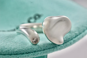 Tiffany & Co. Elsa Peretti Silver Diamond Full Heart Ring