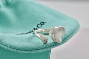 Tiffany & Co. Elsa Peretti Silver Diamond Full Heart Ring