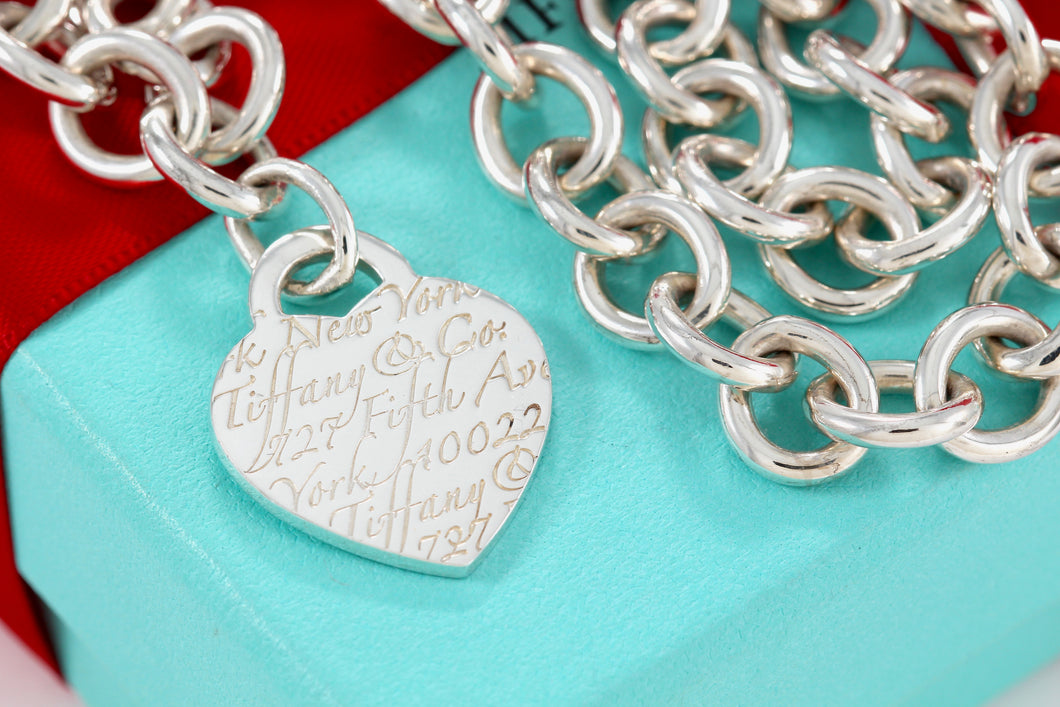 Tiffany & Co. Silver Notes Script Heart Charm 16