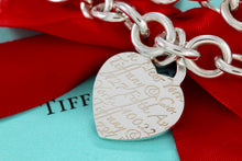 Load image into Gallery viewer, Tiffany &amp; Co. Silver Notes Script Heart Charm 16&quot; Heavy Link Necklace
