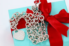 Load image into Gallery viewer, Tiffany &amp; Co. Silver Notes Script Heart Charm 16&quot; Heavy Link Necklace
