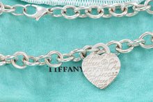 Load image into Gallery viewer, Tiffany &amp; Co. Silver Notes Script Heart Charm 16&quot; Heavy Link Necklace
